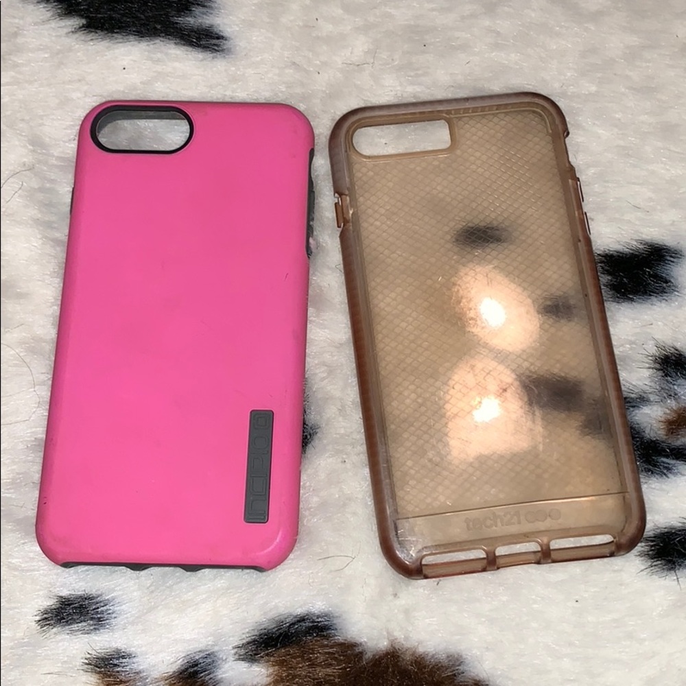 Pink iPhone 8 Plus cases Tech 21 and Incipiod